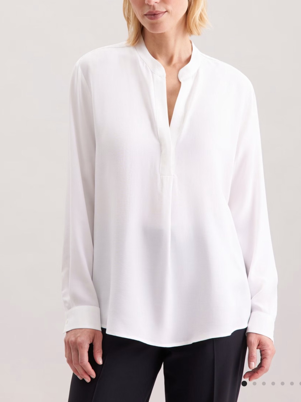 Banana Republic 100% Tencel Lyocell White Split-Neck Long Dolman Sleeve Blouse M